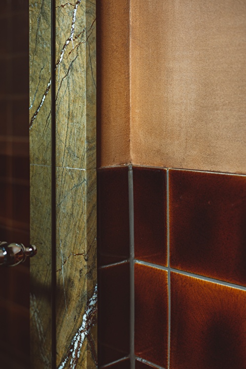 Bathroom hand glazed tiles custom made for De Durgerdam